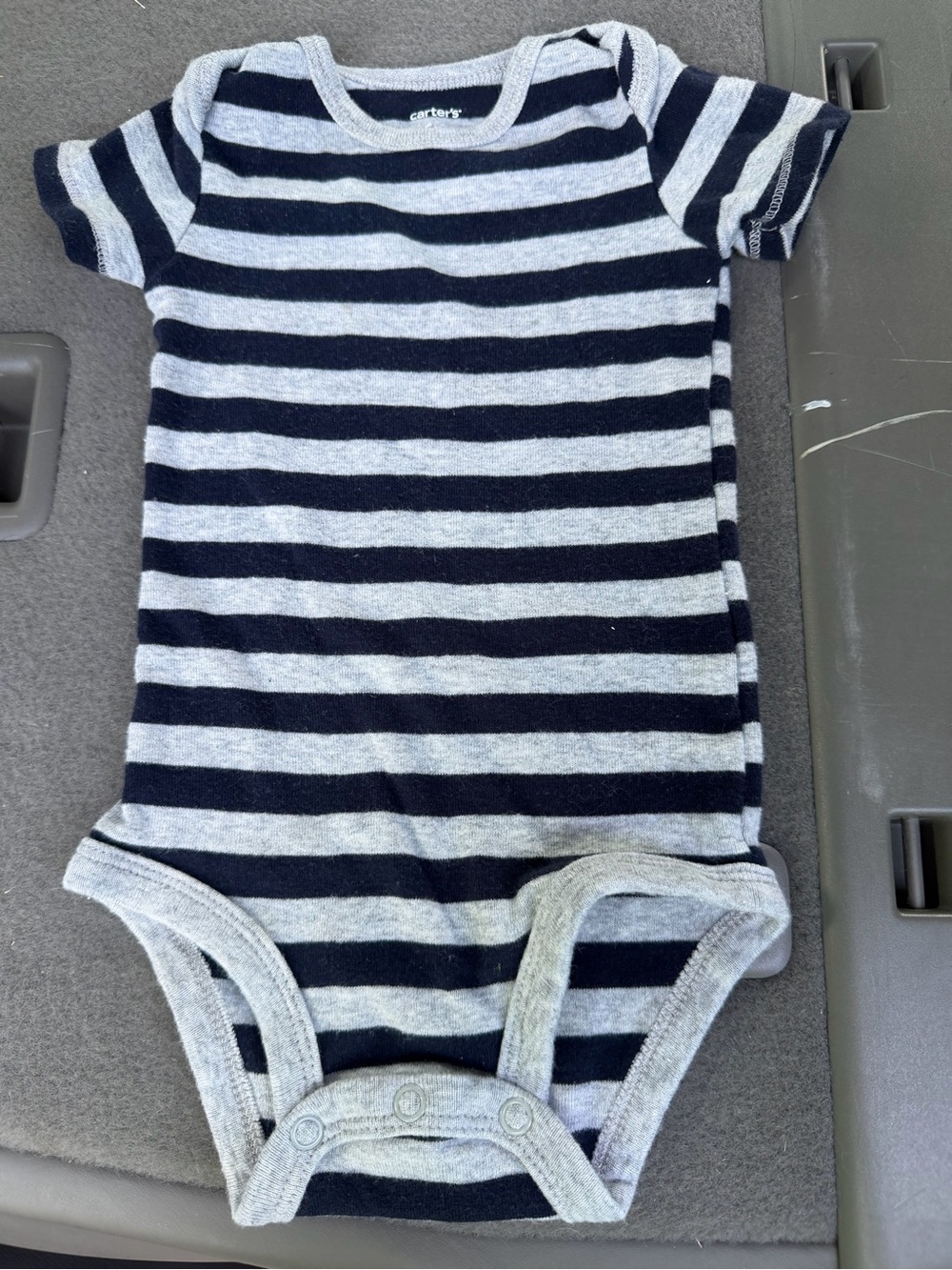 Carter's Navy and Gray Striped Short-Sleeve Baby Bodysuit